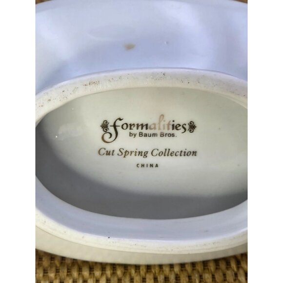 Baum Bros Porcelain Toothbrush Holder & Soap Dish Floral Design Bathroom Decor‎ - Picture 5 of 10